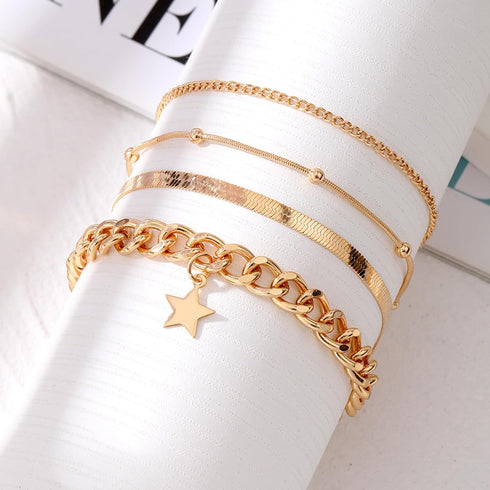 Ankle Bracelets for Women Gold Anklet Layered Beach Anklet Cuba Paperclip Anklets Dainty Link Chain Anklets Foot Jewelry Summer Beach Anklet Summe...