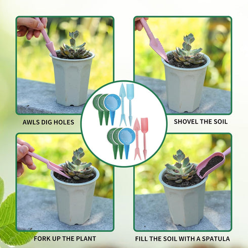 Andiker 5pcs Small Garden Seed Planter Tool, Plastic Mini Garden Tool Set 2 in 1 Multifunctional Small Shovel and Adjustable Hand Seed Sower for S...