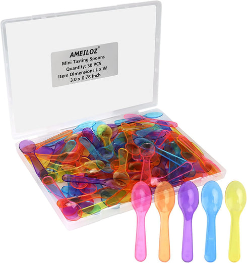 3 Inch Tiny Mini Tasting Spoons Colored Disposables Small Taster Spoon, Mini Sampling Spoon for Desserts Pudding Jello Shots Ice Cream (1 Pack of ...