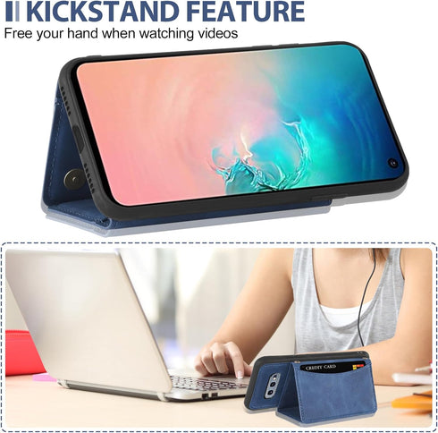 Asuwish Phone Case for Samsung Galaxy S10e Wallet Cover with Tempered Glass Screen Protector and PU Leather Credit Card Holder Stand Rugged Slot M...