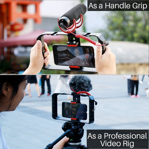 Ulanzi U Rig Pro Video Rig for iPhone, Phone Stabilizer Rig w Triple Cold Shoe Mount,Phone Tripod Mount for iPhone 16 15 14 13 12 11 Pro Max XS Ma...