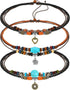 3 Pcs Western Layered Boho Wood Beads Choker Necklace Adjustable Vintage Leather Necklace Bead Choker Boho Jewelry for Women...