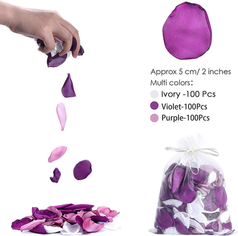 Artificial Silk Rose Petals 300pcs Reusable Fake Purple Flower Petals for Wedding Anniversary Romantic Night Valentines Party Dinner Table Decorat...