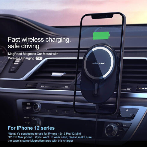Wireless Car Charger, Nillkin Qi car Magnetic Charger for iPhone 13 Pro/12 Pro/12 Pro Max /13 Pro Max Air Vent Dashboard Car Phone Holder, Magneti...