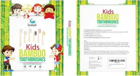 Kids Bamboo Toothbrushes Biodegradable Handle BPA Free Eco Friendly Children Size, FSC Certified and PETA Approved, Pack of 6 (Spiral Soft Nylon B...