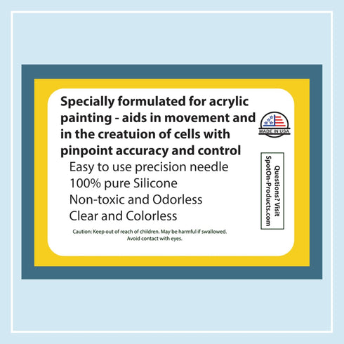 Spot On® Acrylic Pouring Oil - 100% Pure Silicone - Made in The USA - Precision Needle Applicator - Meets Your Artistic Needs for Superior Cell Cr...