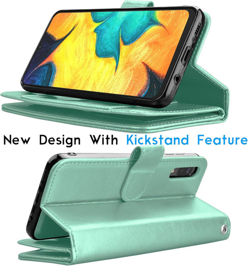Galaxy A50 Case, Galaxy A30S / A50S / A50 Wallet Case, Luxury Cash Credit Card Slots Holder Carrying Folio Flip PU Leather Cover [Detachable Magne...