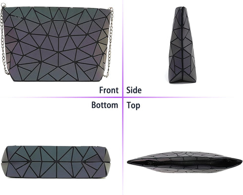 Small Clutch Purses for women Daily Use Geometric Purse for Women Geometric Luminous Purses and Shoulder bags Geometric Bags and Holographic cross...