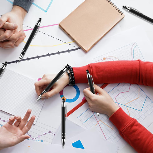 Cobee® Stylus Tip Ballpoint Pens, 6 Pieces 1.0mm Retractable Ball Point Pen Medium Point Smooth Writing Pen Black Ink Metal Pen Stylus Nice Pen fo...