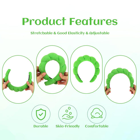 Women Spa Headband for Washing Face Makeup Headband Puffy Sponge Headbands Skincare Headbands for Women Girls Terry Cloth Headband for Skincare Ma...