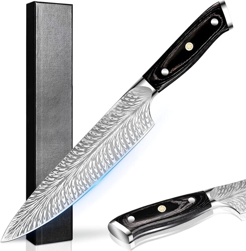 Chef Knife 8-Inch Kitchen Knife - Professional Sharp High Carbon Stainless Steel Japanese Knife, Cooking Knives with Ergonomic Handle for Man and ...