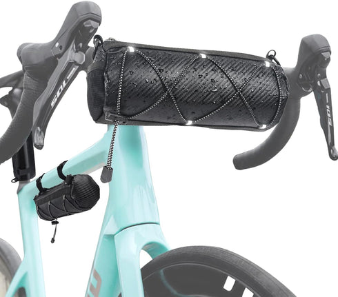 Waterproof Bike Handlebar Bag - 2L Front Frame Roll Pouch with Shoulder Strap, Road Mountain Bicycle Professional Cycling Travel Accessories, Mult...