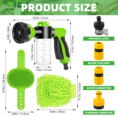 Pup Jet Dog Wash Hose Nozzle Foam Sprayer Dog Horse Sprayer Wash Hose Attachment Soap Dispenser Bottle Nozzle Sprayer Washing Shower Pet Bathing T...