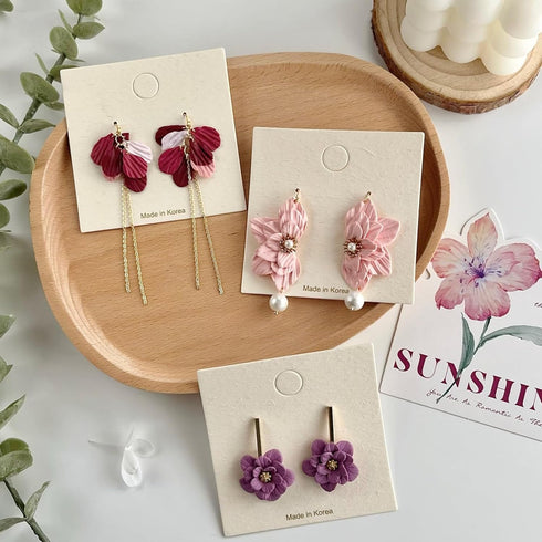 Flower Petal Clay Cutters - Flower Polymer Clay Cutters for Earrings Making, 3pcs Clay Cutters with 1pcs Petal Press Polymer Clay Mold, Clay Cutte...