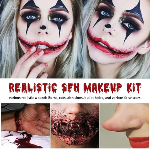 Scar Wax SFX Makeup, Halloween Makeup Kit, Special Effects Makeup kit-6 Color Bruise Wheel for Special Effects/Scar Wax with Spatula Tool/Fake Blo...