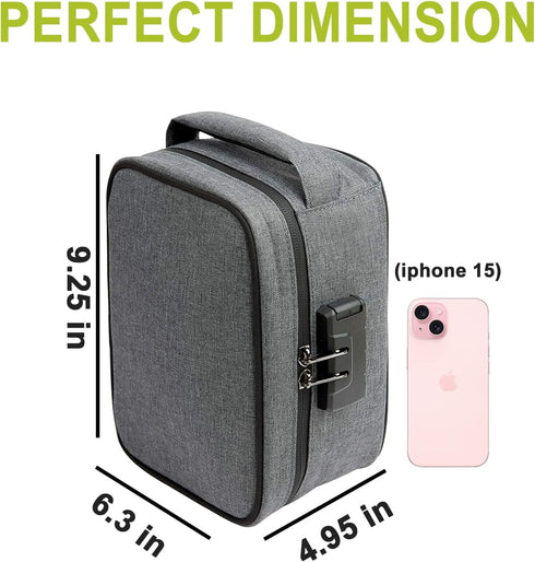 Large Storage Bag with Combination Lock, Money Organizer & Travel Medicine Lock Bag, Scent Resistent Containers Carbon Lined Great Gifts for Women...