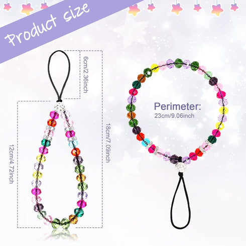6 Pieces Cell Phone Lanyard Strap Beaded Cell Phone Crystal Charm Bling Wristlet Short Hand Wrist Beads Chain for Girl Women(Various Color)...