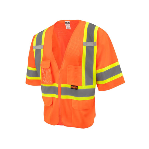 RADWEAR SV232-3 Class 3 Two-Toned Reflective Mesh Surveyor Safety Vest with Dual Side Zippers for Men and Women, Hi-Vis Orange, 2X...