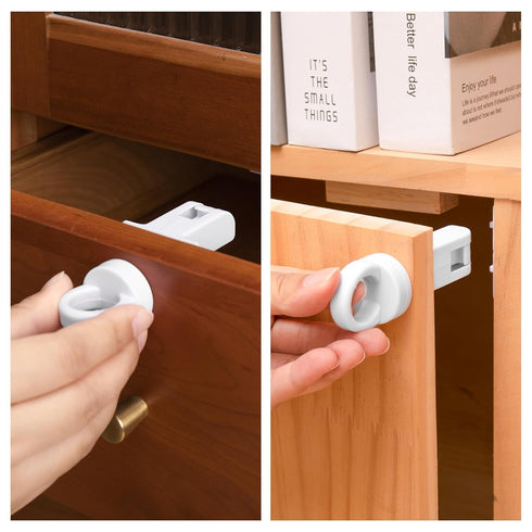 Inaya Magnetic Cabinet Locks for Baby Proofing, 6 Locks & 1 Key, Child Proof Magnet Locks for Cabinets & Drawers with Invisible Design, 3M Adhesiv...