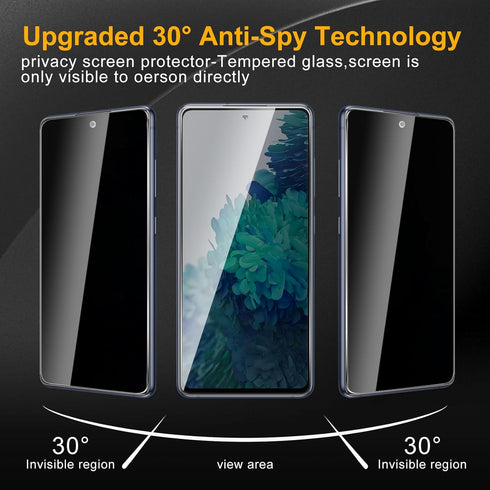 3 Pack Privacy Screen Protector for Samsung Galaxy S20 FE With 3 Pack Camera Lens Protector, Anti Spy Tempered Glass 9H Hardness, Black Protector ...