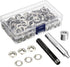 Grommet Eyelets Tool Kit, Grommet Setting Tool and 100 Sets Grommets Eyelets with Storage Box (3/8 Inch Inside Diameter)...