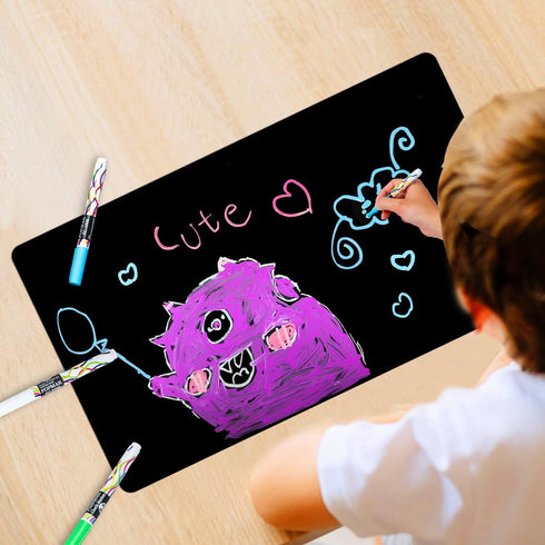 CUHIOY Magnetic Black Dry Erase Board for Fridge 17x11'', Small Whiteboard Kitchen Refrigerator Magnet Black White Board for Grocery List and to D...
