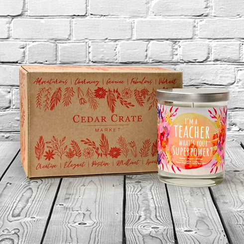 CEDAR CRATE MARKET - I'm A Teacher, What's Your Superpower - Teacher Gifts, Candles for Appreciation Present for Teachers from Students, Parents, ...