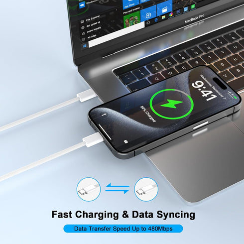 iPhone 15 Pro Max Charger Fast Charging, USB C to USB C Charging Cable 6FT with 20W Type C Fast Charger Block Compatible for iPhone 15/15 Pro Max/...