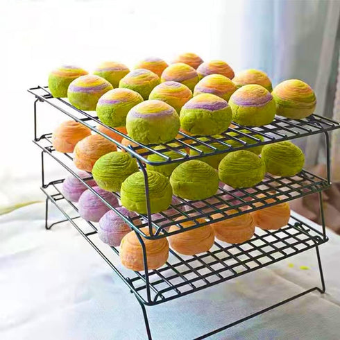 ShellKingdom Cooling Racks, Stainless Steel Non-Stick Baking Racks And Oven Safe Wire Cool Racks for Cookies, Cakes and Baking,3-Tier,Foldable...