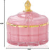 7 oz Pink Glass Jewelry Jar Cube Facets Candy Storage Sugar Bowl with Lid Kitchen Bath Gift Bathroom Buffet Storage Organizer...