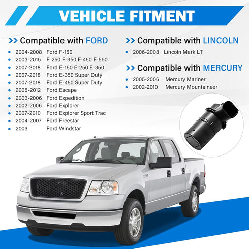 4 Pack Backup Rear Parking Aid Assist Sensor Compatible with Ford F150 F250 F350 E-150 E-250 Escape Explorer Lincoln Mercury Mariner Mountaineer -...