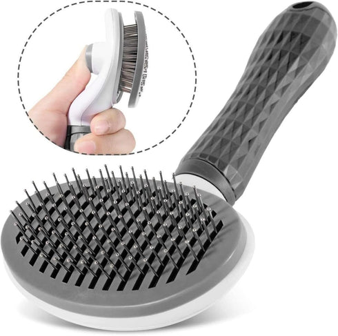Self-Cleaning Slicker Brush for Dogs and Cats, Hair Cleaner Brush, Shedding and Dematting Grooming Comb, Pet Grooming Brush-Pink...