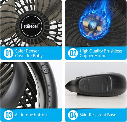 Battery Operated Fan, Rechargeable Fan 3 Speeds Small Desk Portable Fan, Long Life Battery & USB Powered Mini Fan, Personal Quiet Strong Wind Desk...