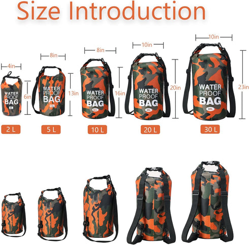 Waterproof Dry Bag Backpack 2L/5L/10L/20L/30L Floating Roll Top Dry Compression Sack Keeps Gear Dry for Kayaking Beach Rafting Boating Hiking Camp...