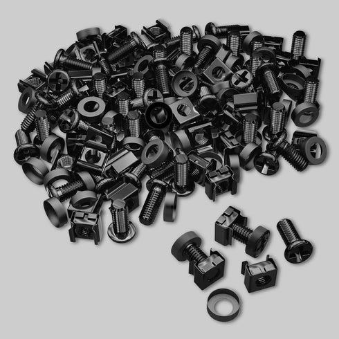 50-Pack M6 x 16mm Computer Rack Mount Cage Screws and Nuts & Washers for Rack Mount Server Cabinet, Rack Mount Screw Cage Nut - Black...