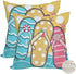 2 Pack Waterproof Summer Throw Pillow Covers 18x18 Inch Flip Flops Decor Tropical Beach Starfish Farmhouse Outdoor Decoration Pillow Cases Blue Oc...