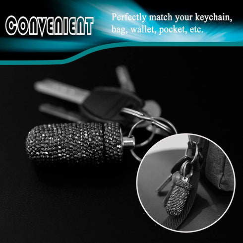 Pill Container Pill Case Bling Crystal Rhinestone Portable Waterproof Pill Holder Box Storage Bottle with Keychain for Travel, Outdoor, Camping (G...