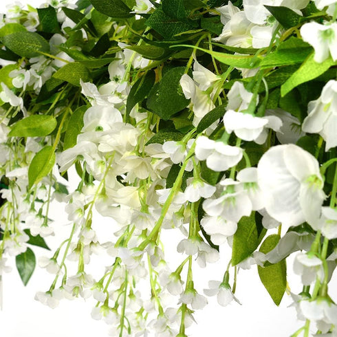 CLONG 5pack Wisteria Garland Flower Garland Artificial Flowers Wisteria Vines Fake Ivy Flowers Total 33ft (White)...