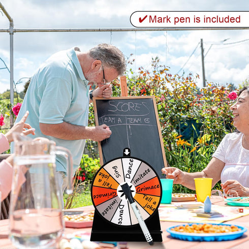 Spinning Prize Wheel, 6 inch Wheel-Spinning Wheel for Prizes with Stand, 10,12 Slots Color Small Tabletop Roulette Spinner with Mark Pen, Easy Ass...