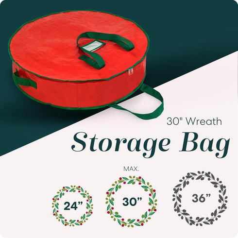 Handy Laundry, Christmas Wreath Storage Bag - Durable, Tarp Material, Zipper, Sturdy Carry Handles, Pest Protection - Ideal Home, Garage Organizat...
