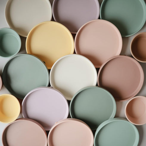 mushie Classic Silicone Suction Plate | BPA-Free Non-Slip Design (Cambridge Blue)...