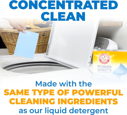 Arm & Hammer Power Sheets Laundry Detergent, Fresh Linen 50ct, up to 100 Small Loads (Packaging may vary)...
