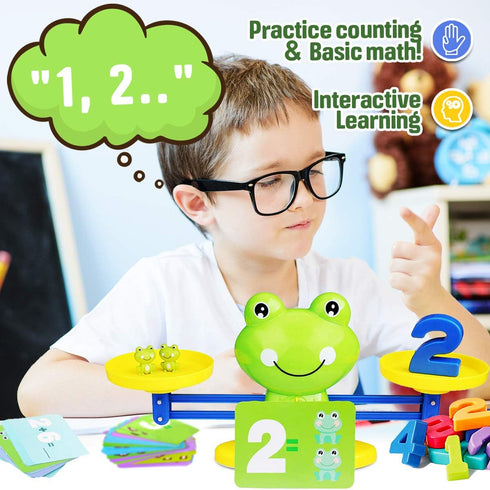 CozyBomB™ Homeschool Kindergarten Balance Board Game - Preschool Activities Math Learning Stem Montessori Cool Toys Educational with Frog Scale Ca...