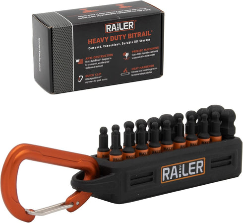Ball End Hex Bit Set - Railer 1 Inch Impact Driver 20pc Hex Bit Set With A Bit Holder & Carabiner. Premium S2 Steel, Ideal For Furniture Screws...