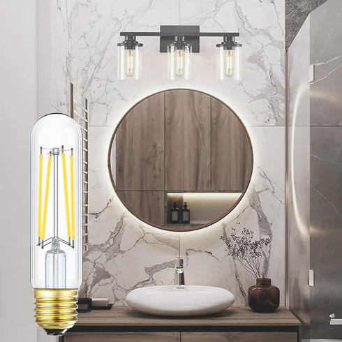 Leools E26 LED Bulb 8W Equal 75 Watt Light Bulbs Neutral White 4000K E26 Edison Bulb AC120V 900lm Dimmable 5 Inch T10 led Bulb Tubular for Rustic ...