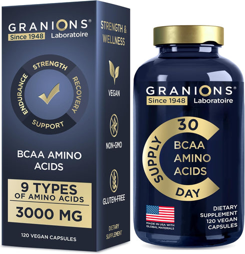 Essential Amino Acids Supplement for Men & Women - All 9 BCAAs EAA Supplements Lysine, Tryptophan, Isoleucine Advanced Amino Formula - Perfect Ami...