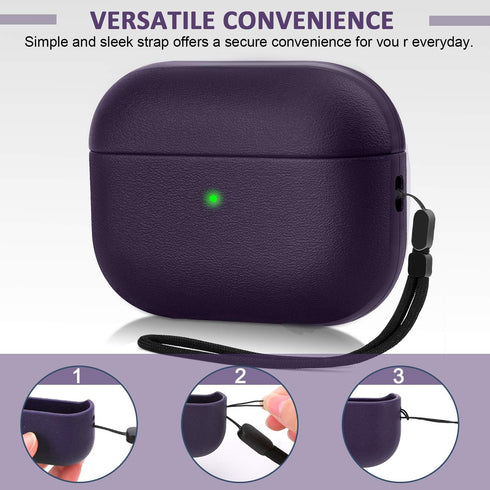 Upgrade Cover Compatible with Airpods Pro Case, Leather Texture Full-Body Protective Case Cover Compatible with Airpods Pro,Wireless Charging and ...