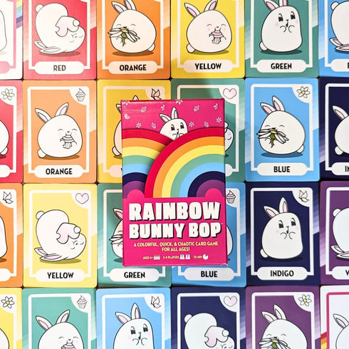 Rainbow Bunny Bop Card Game | Quick & Colorful Travel and Family Games for Kids and Adults | 2-4 Players...
