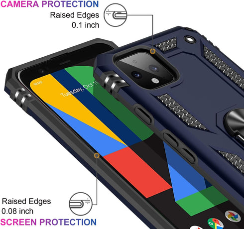 LUMARKE for Google Pixel 4 Case with Screen Protector,Pass 16ft. Drop Tested Military Grade Protective Phone Cover with Magnetic Ring Kickstand Co...