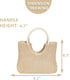 Tote Bag for Women, Straw Beach Bag, Round Leather Handbag, Bohemian Hand-Woven, Summer Bag Suitable for Beach, Travel, Daily Matching (White)...